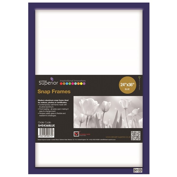 Seco Poster Snap Frame, 24" x 36", 1" Profile, Blue SN2436BLUE - main